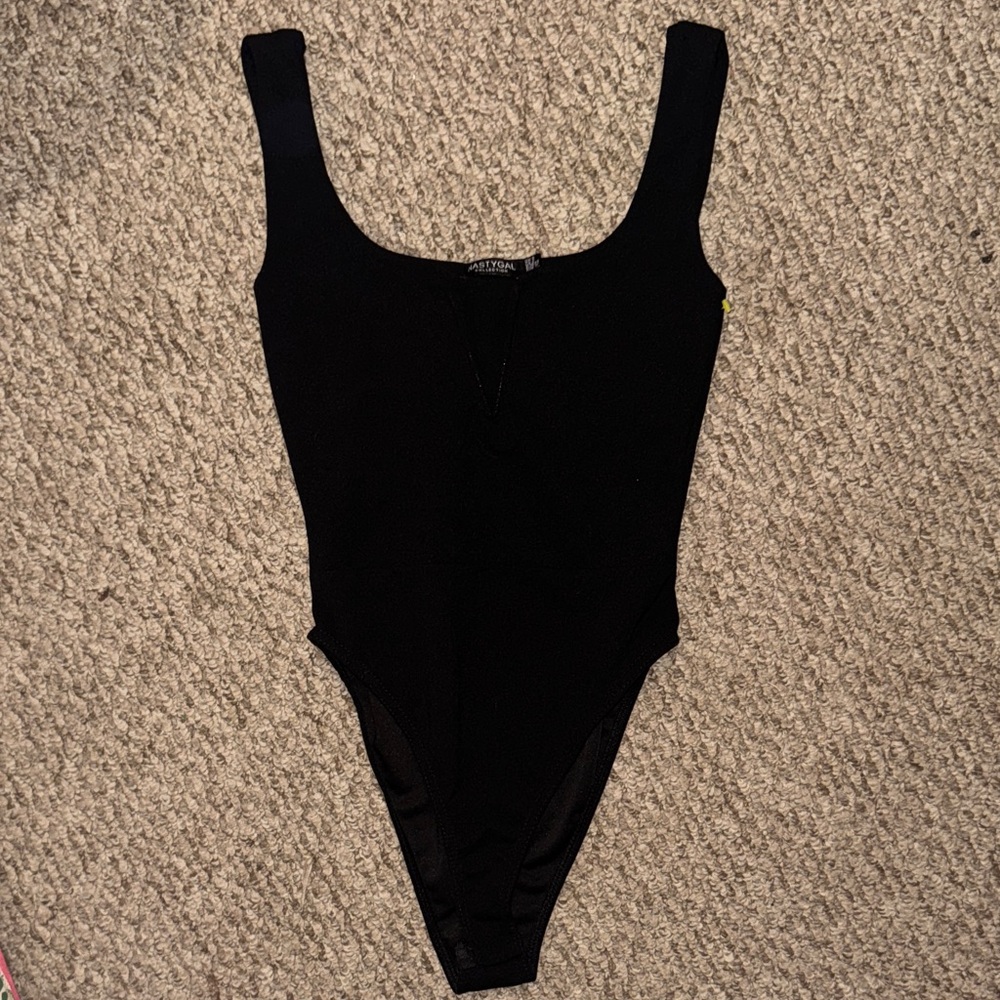Nasty Gal Black Bodysuit with V Detail Size 2